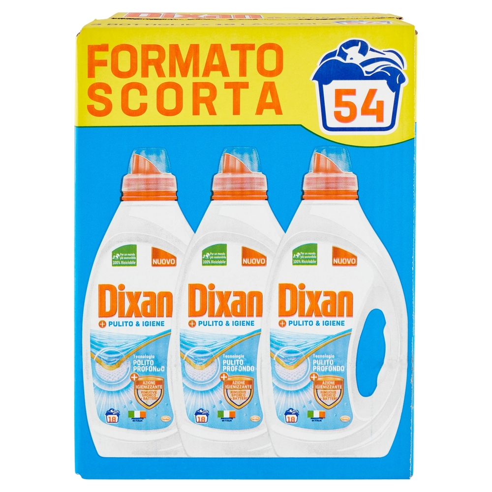 DIXAN Liquido Pulito & Igiene 3x18=54 Lavaggi 3 x 900 ml